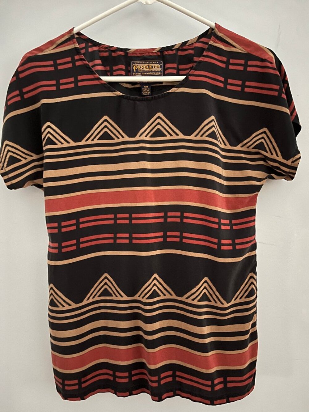 Pendleton Portland Collection Silk Top X-Small Geometric Pattern